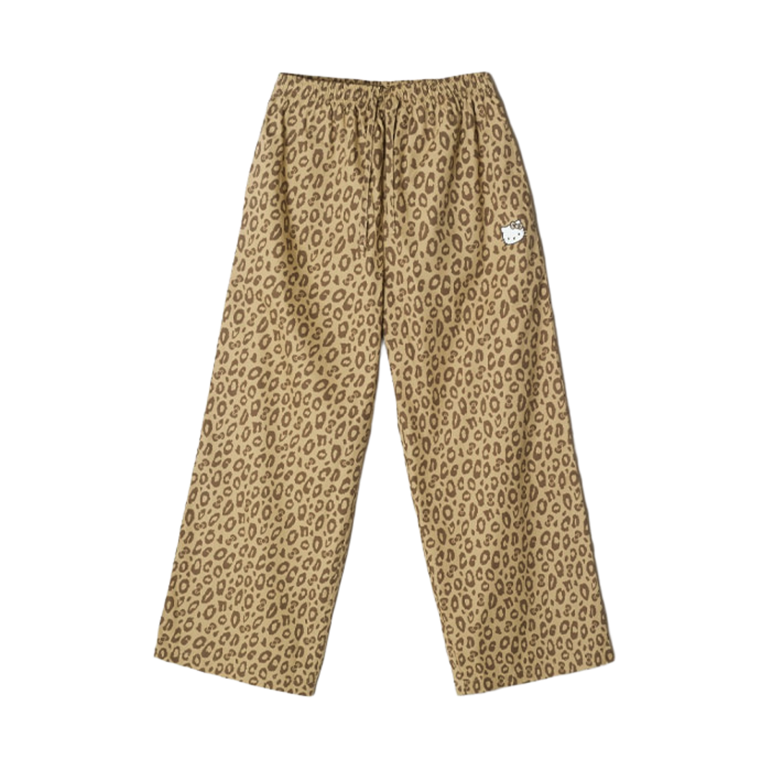 스파오 x 산리오 캐릭터즈 헬로 키티 레오파드 파자마 팬츠 브라운(Spao x Sanrio Characters Hello Kitty Leopard Pajama Pants Brown)