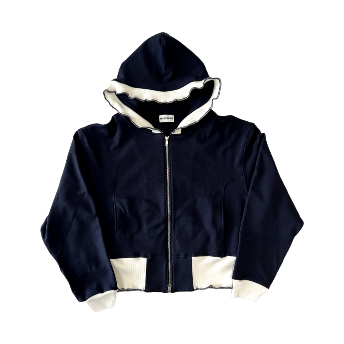 N-24FW01-NV NICK GEAR Frill Sweat Zip Blouson Navy