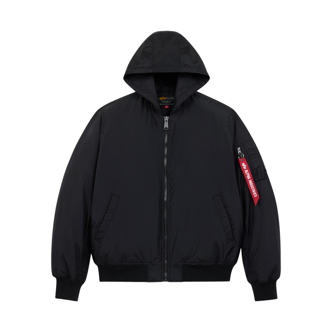 알파 인더스트리 MA-1 후디드 옥스포드 플라이트 자켓 블랙(ALPHA INDUSTRIES Ma-1 Hooded Oxford Flight Jacket Black)