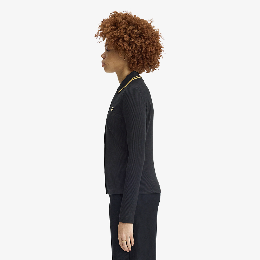 프레드페리 우먼즈 버튼스루 립 폴로 셔츠 블랙(Fred Perry Button-Through Rib Polo Shirt Black) - 2