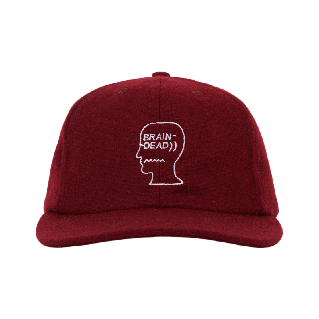 - Brain Dead Flannel Logohead 6 Panel Hat Burgundy