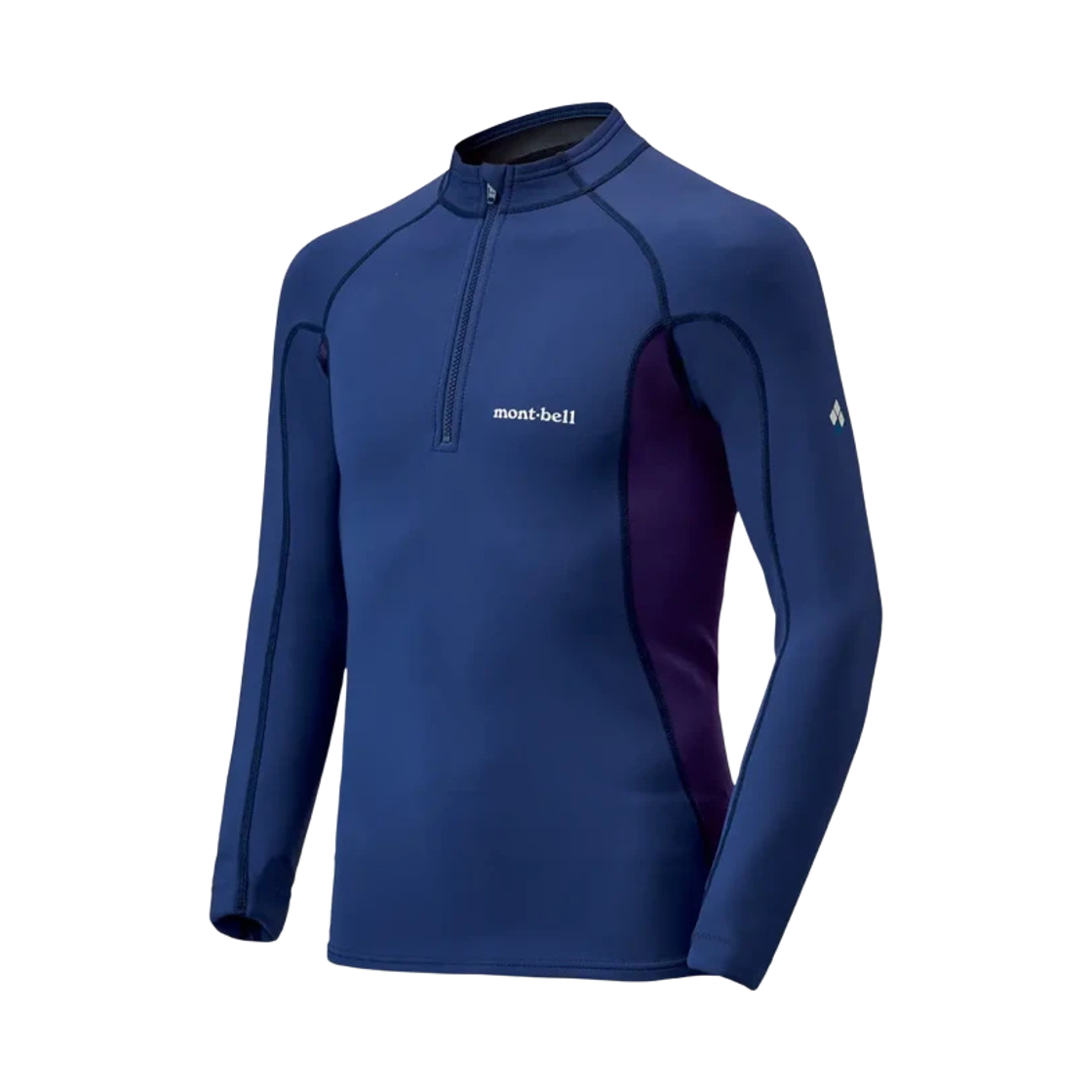 1127400 Montbell Light Climaprene Long Sleeve Zip Shirt Royal Blue