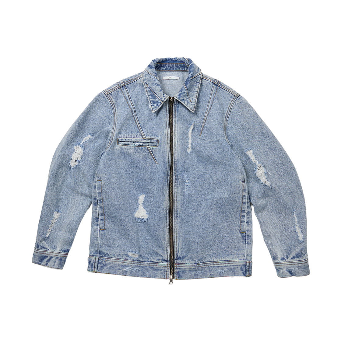 이티씨이 디스트로이드 다트 트러커 자켓 블루(ETCE Destroyed Dart Trucker Jacket Blue)