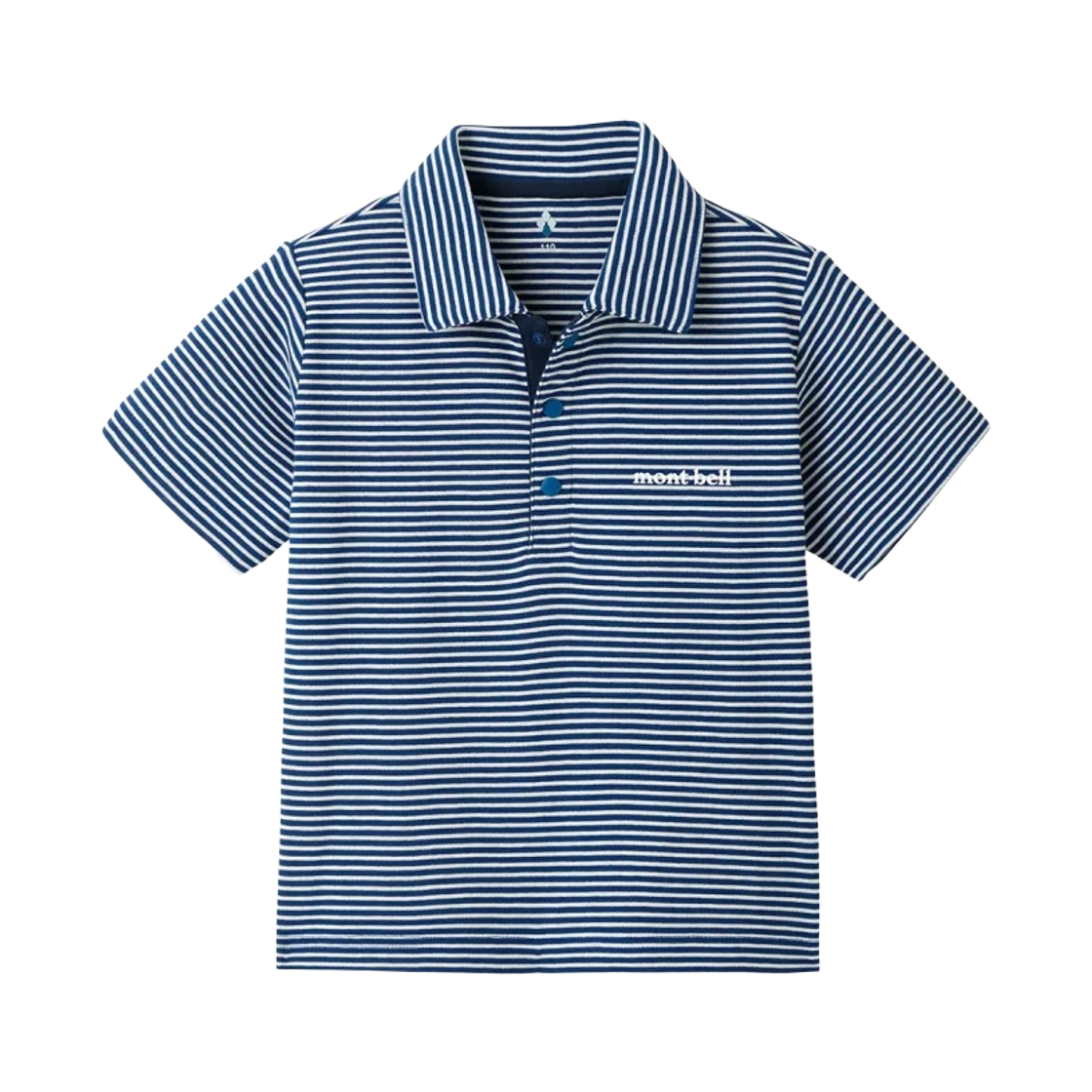1114239 (Kids) Montbell Wickron Striped Collar T-Shirt Indigo
