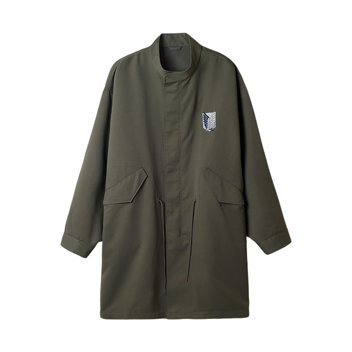 스파오 x 진격의 거인 피쉬테일 롱 야상 카키(Spao x Attack on Titan Fishtail Long Parka Khaki)