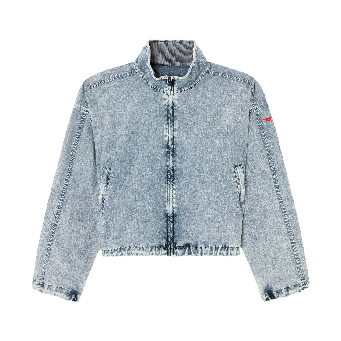 A185730PLBH-01 (W) Diesel G-Leam-R1 Cropped Jacket In Recycled Nylon Taslan Light Blue