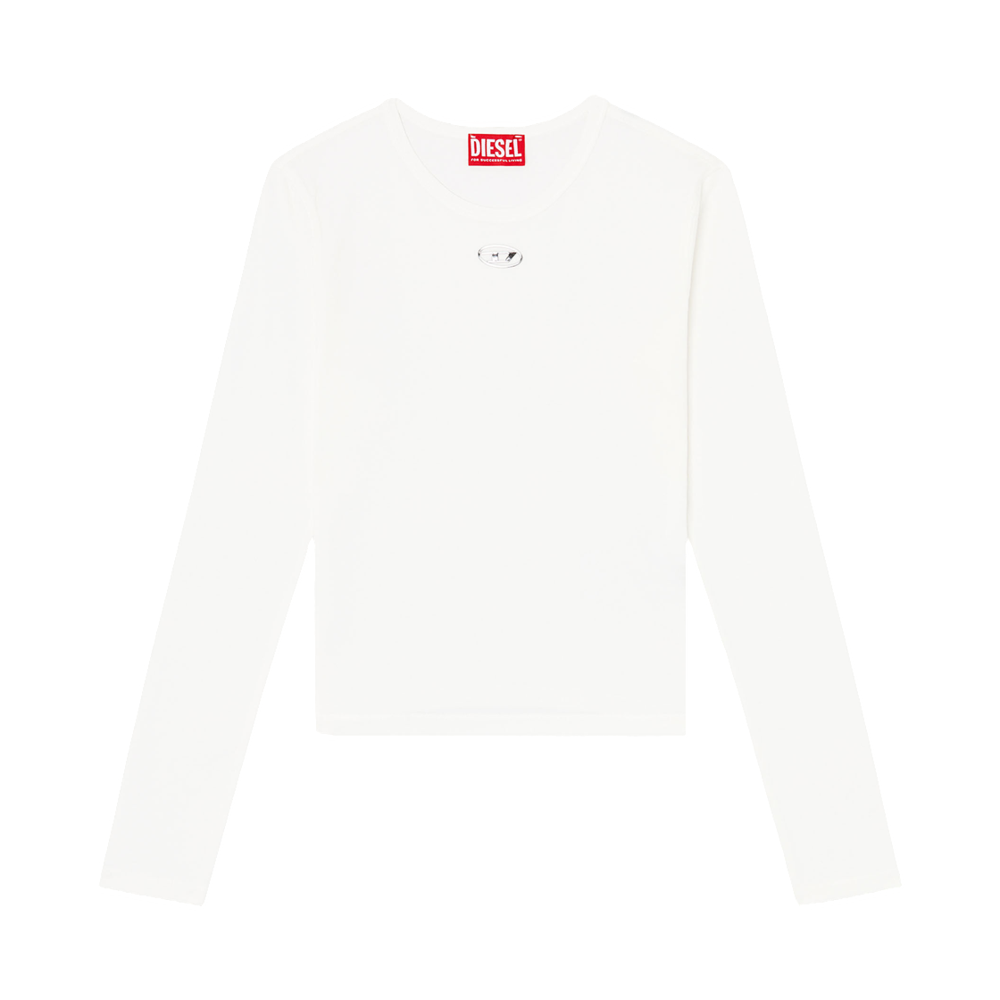 A199160AHQH-141 (W) Diesel T-Uncutieslong-Ls-Od Cotton Sweater with Oval D Logo White