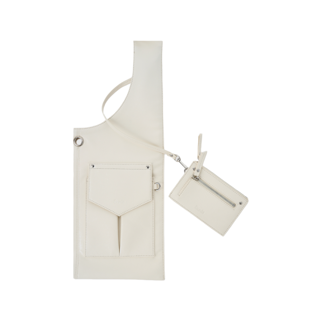 썬릿 레더 투포켓 플랫백 세트 화이트(SUNLIT Leather 2 Pocket Flat Bag Set White) - 3