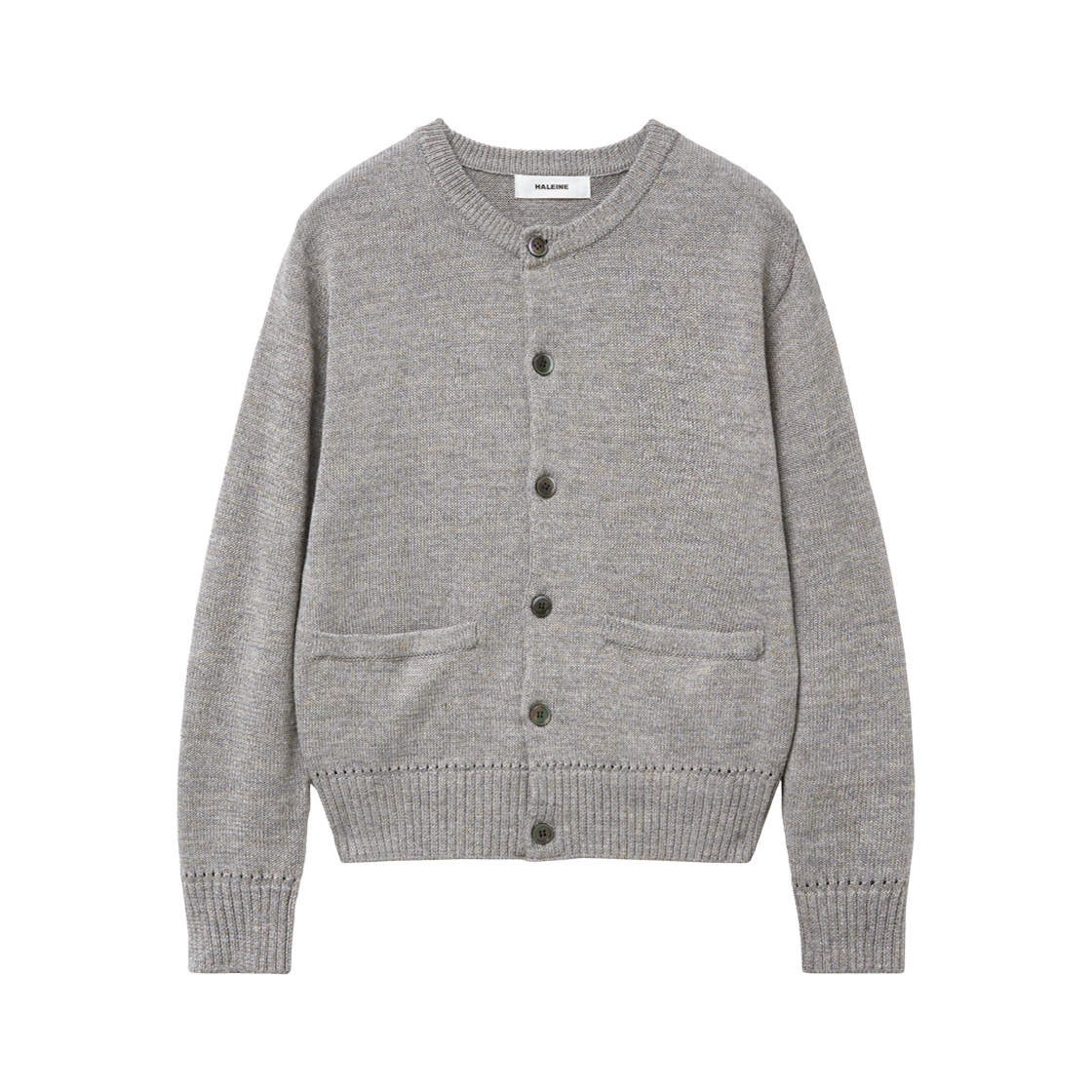 알렌느 멜란지 라운드 넥 가디건 블루 그레이(Haleine Melange Round Neck Cardigan Grey (XT107))