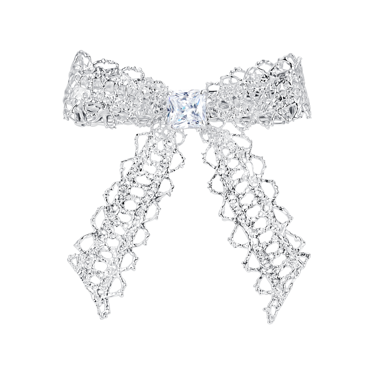 KW6BAC1YV19SV Yvmin Lace Bowknot Gemstone Hair Clip Silver - 26SS