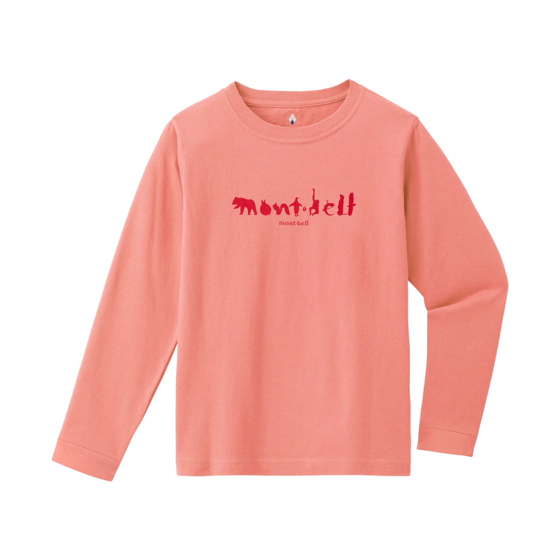 2104884 (Kids) Montbell Cotton Animal Logo Long Sleeve T-Shirt Coral Pink
