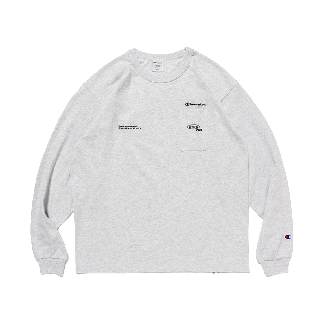 CHPU261JCLS089GR Champion x WTAPS Garment Washed Long Sleeve T-Shirt Heather Grey