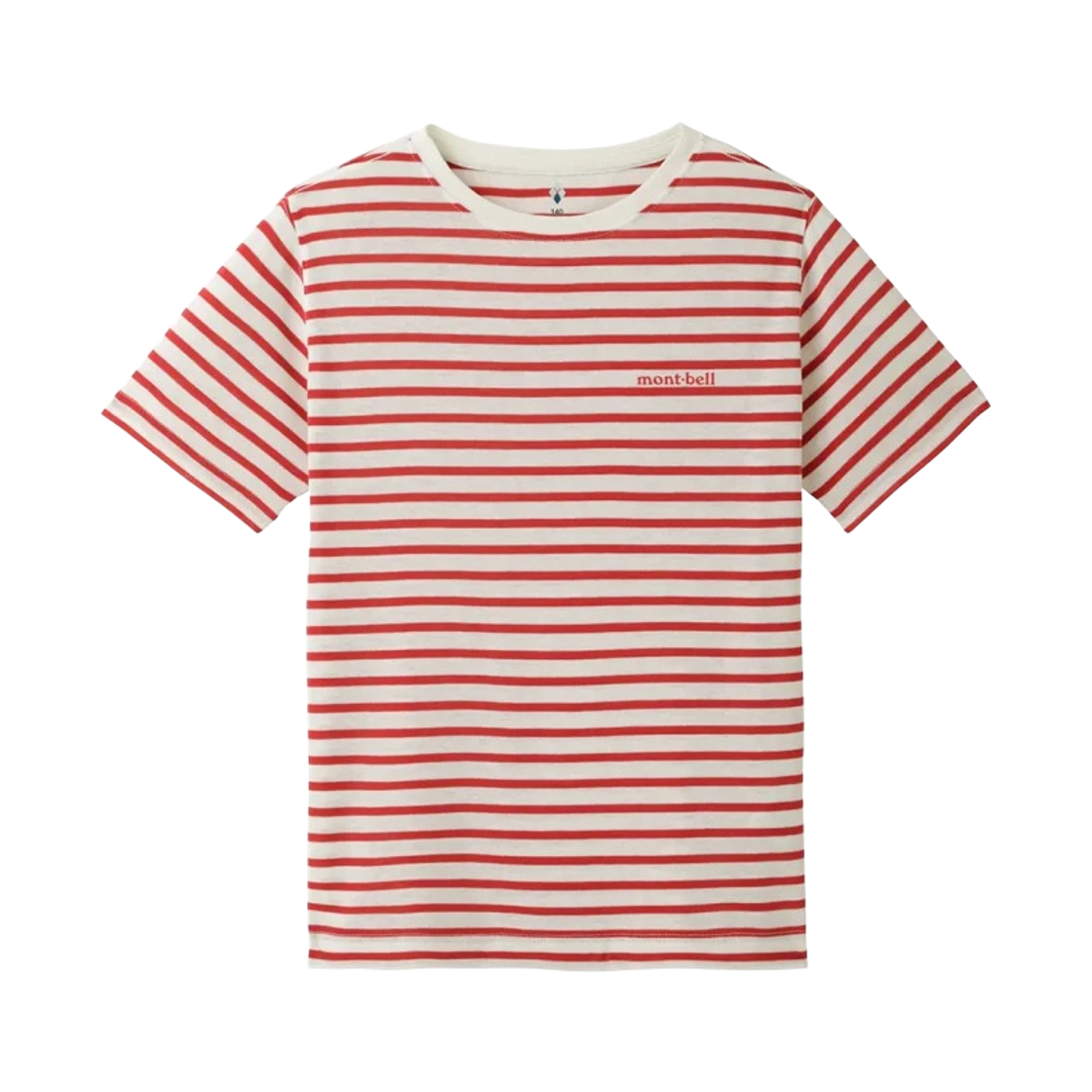 1104814 (Kids) Montbell Wickron Striped T-Shirt White Red