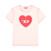 (W) Diesel T-Uncuties-Long-S5 Slim T-Shirt with Heart Print and Studs Pink