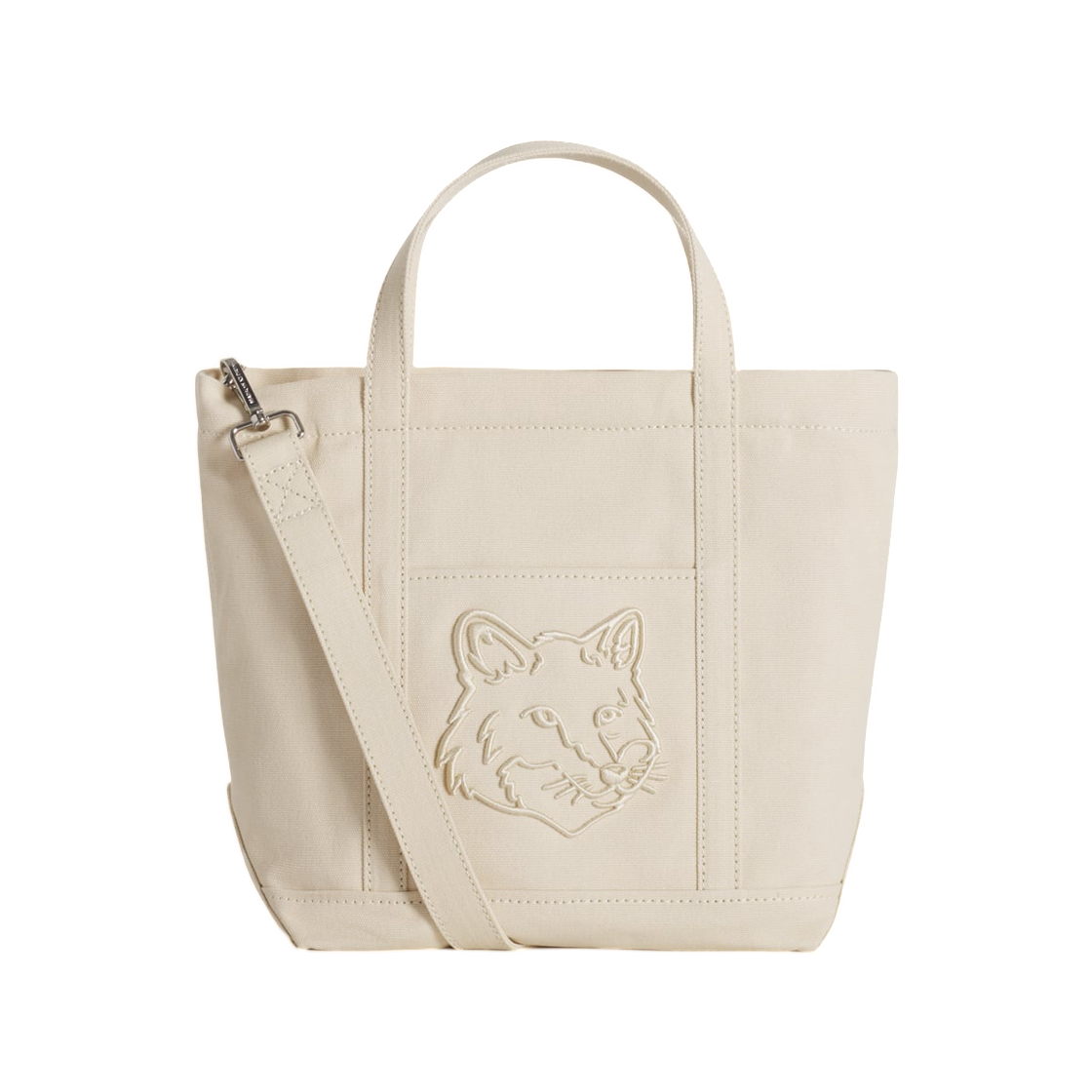 메종 키츠네 폭스 헤드 스몰 토트 마카다미아(Maison Kitsune Fox Head Small Tote Macadamia)