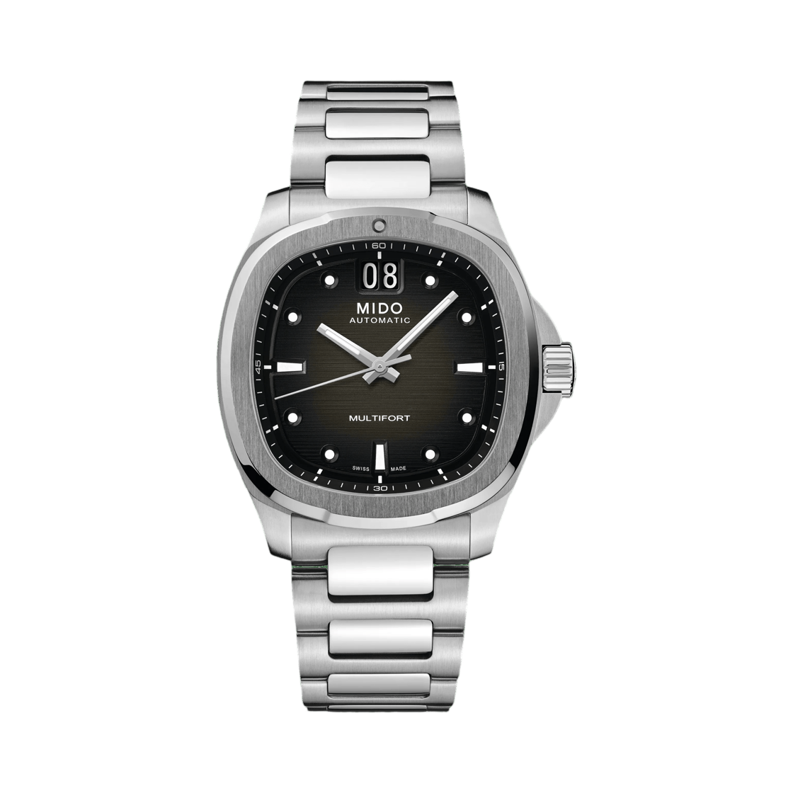 미도 멀티포트 TV 빅 데이트 스테인리스 스틸 그레이(Mido Multifort TV Big Date Stainless Steel Grey)