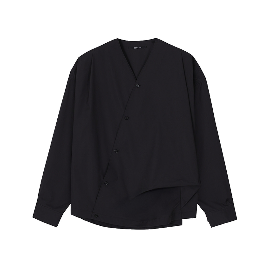 SI2SH705BK SONGZIO COLLECTION Bias Drape Long Shirt Black