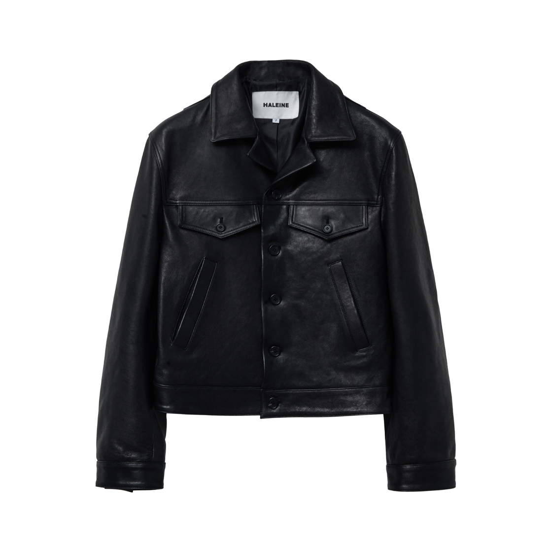 알렌느 레더 트러커 자켓 블랙(Haleine Leather Trucker Jacket Black (XJ104))