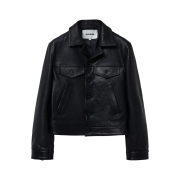Haleine Leather Trucker Jacket Black (XJ104)