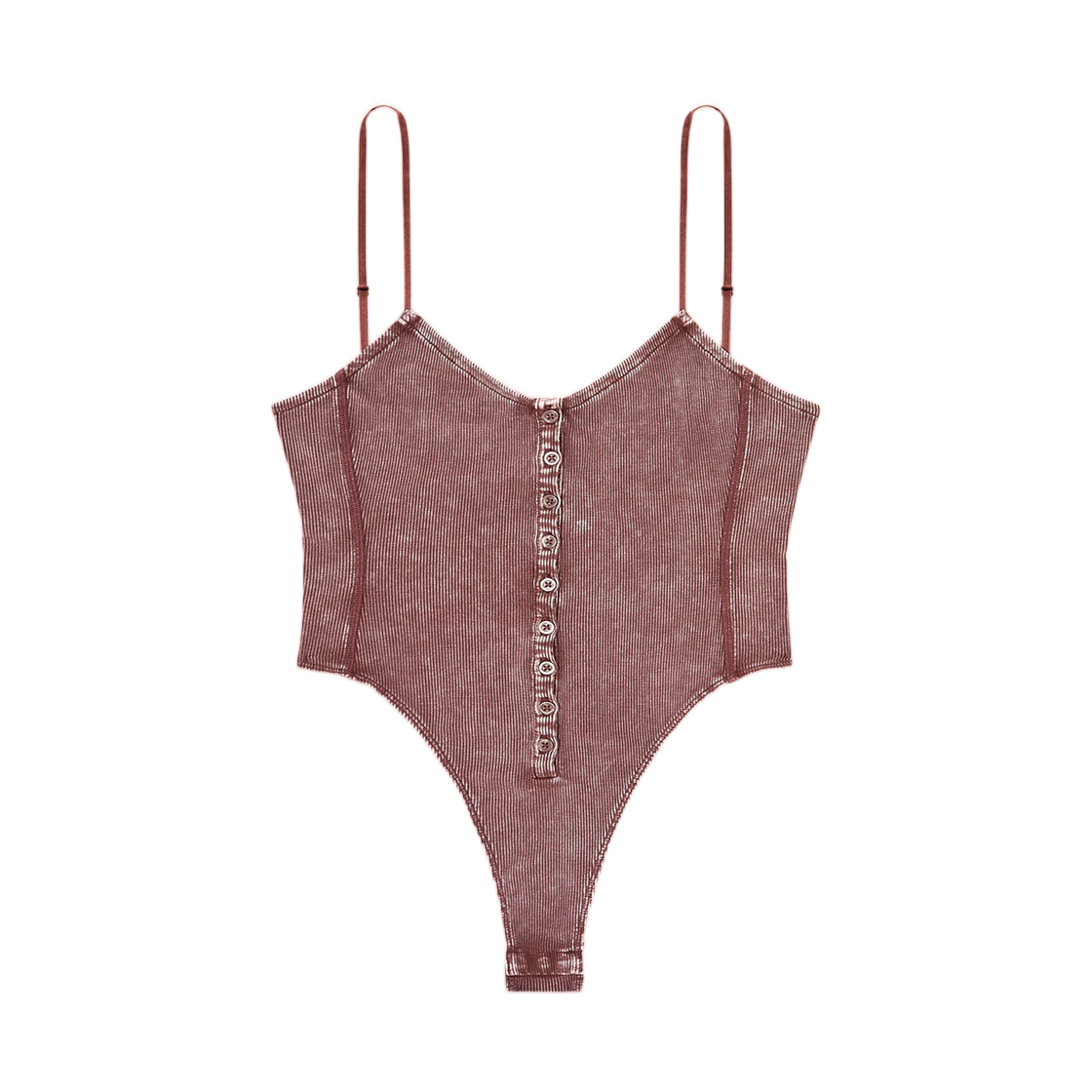 (W) 디젤 T-레이 텅 바디수트 인 마블드 리브드 저지 브라운((W) Diesel T-Ley Thong Bodysuit In Marbled Ribbed Jersey Brown) - 1