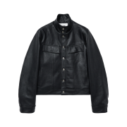 Haleine Faux Leather High Neck Trucker Black (XJ116)