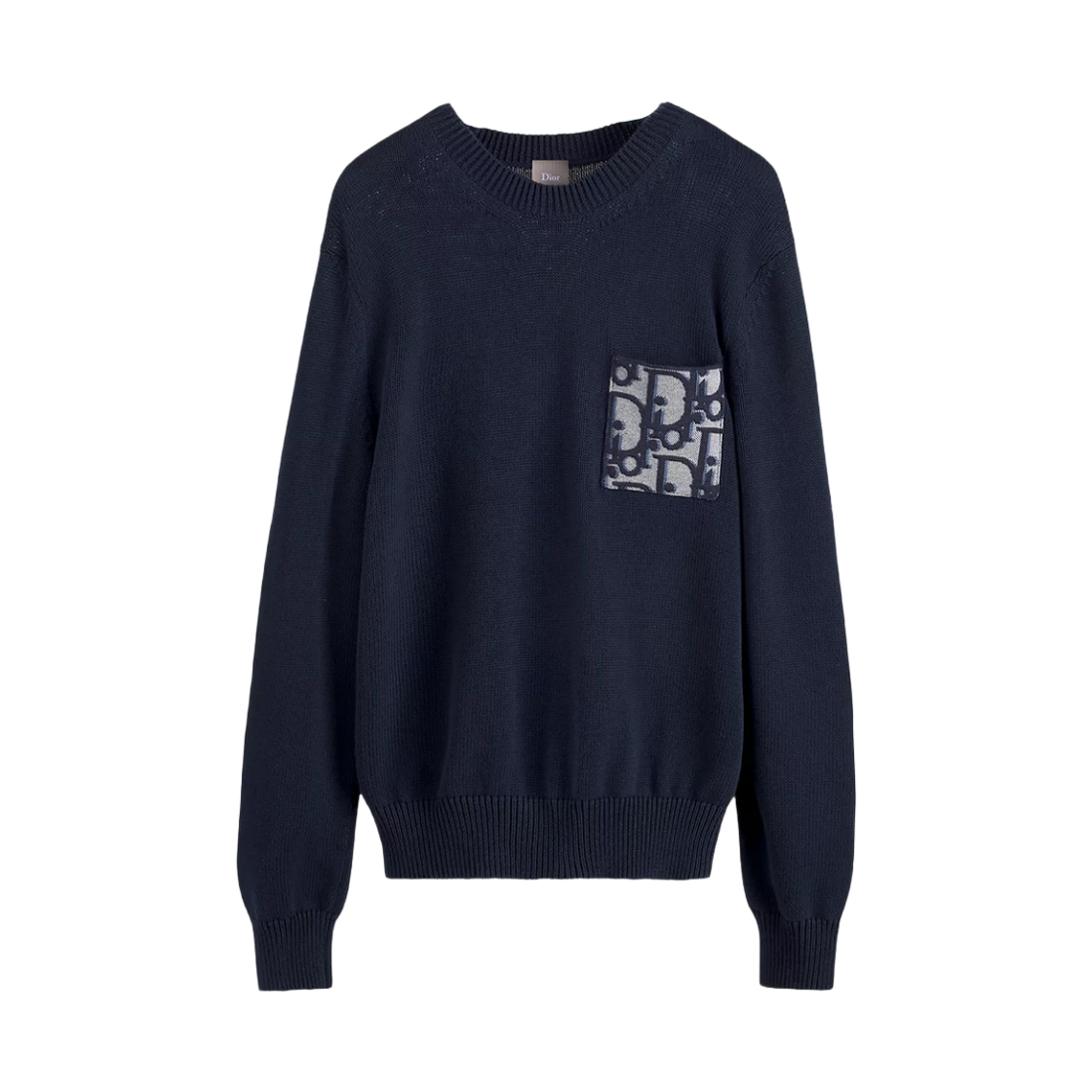 683M677A7045-C585 Dior Oblique Cotton Jersey Sweater Navy Blue