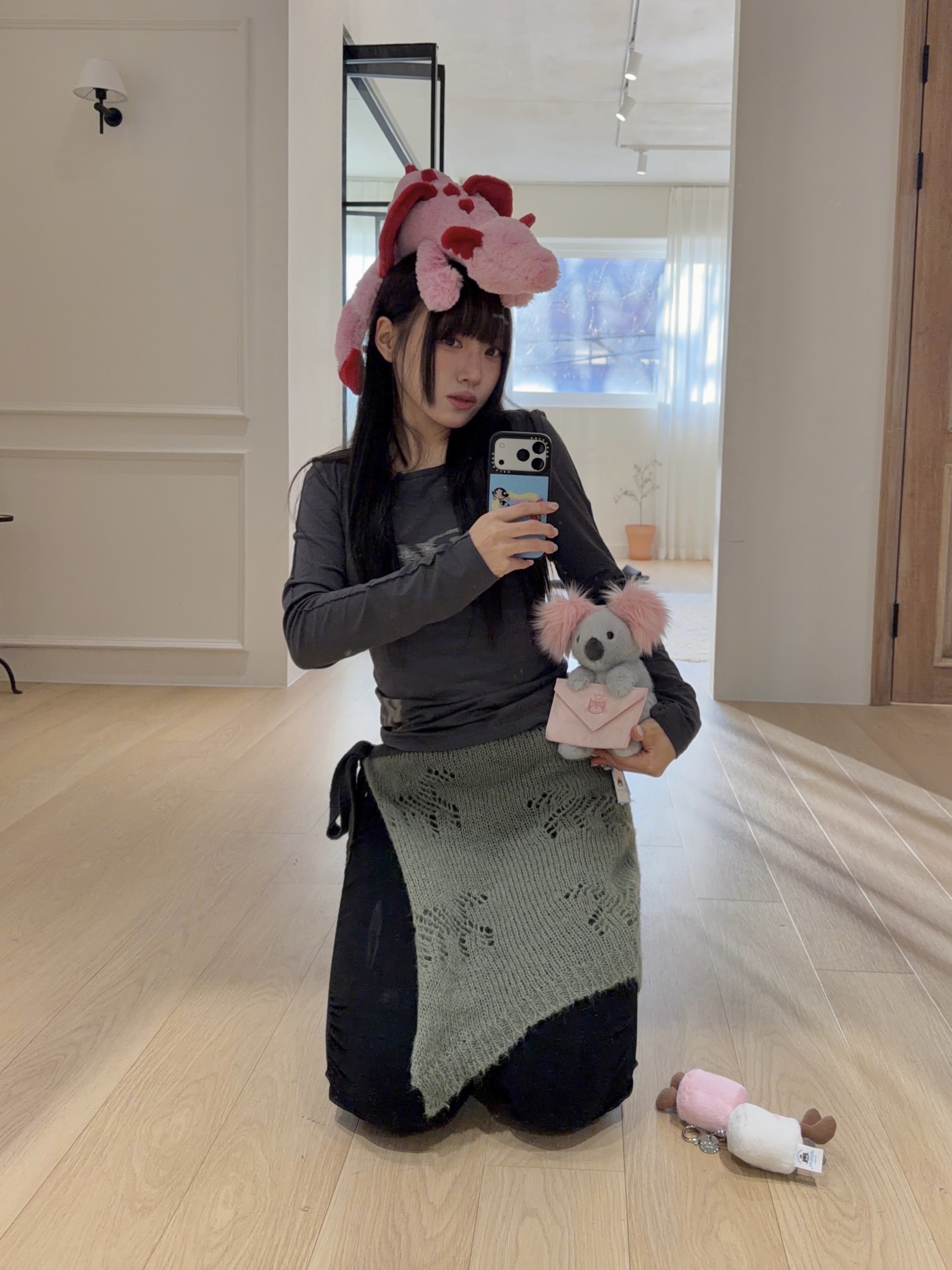 Jellycat Amuseables Pair Of Marshmallows Bag Charm Pink White, Nff Epona Layered Skirt Khaki 착용 스타일 - 2