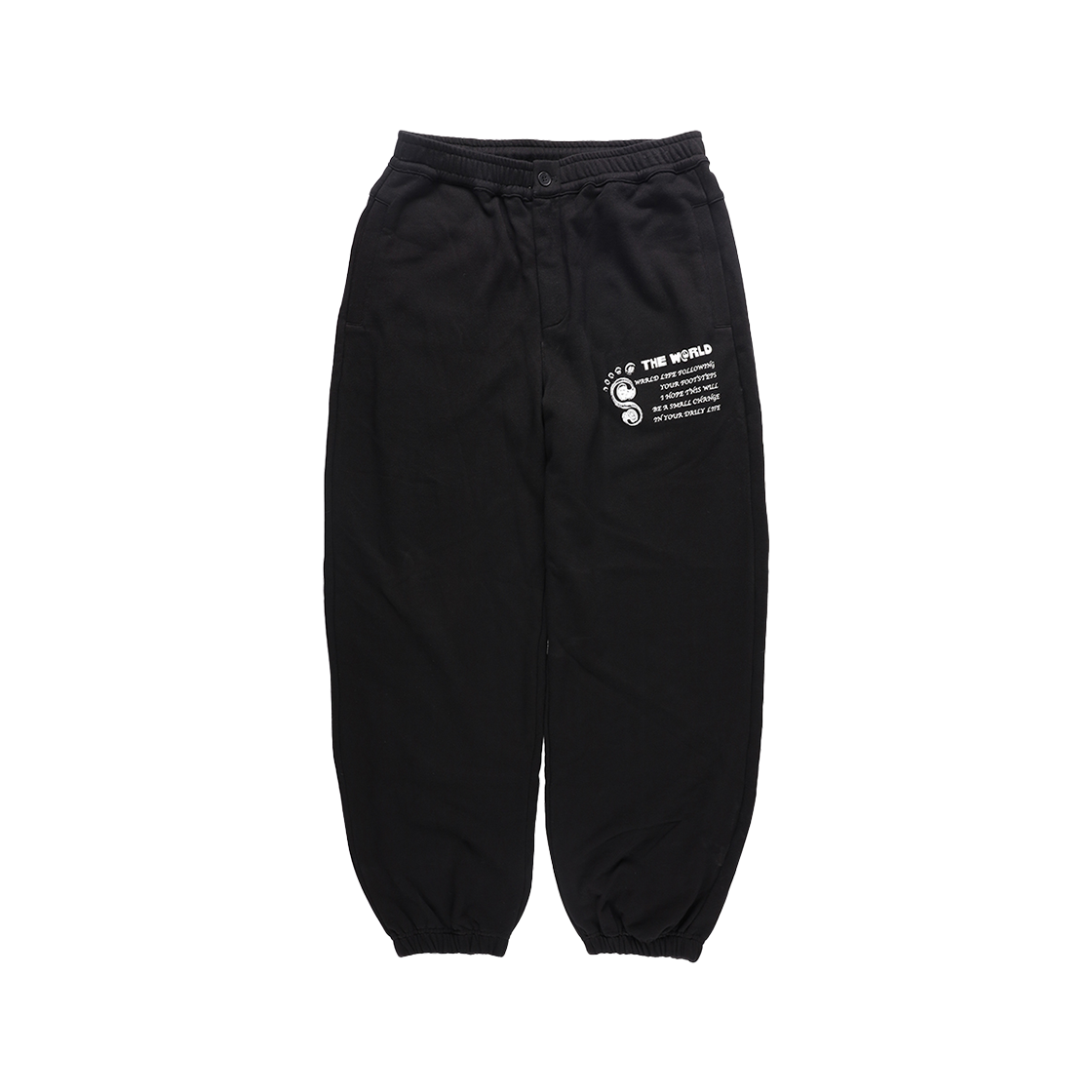 TWD25FWFPSWBK01M THE WARLD Foot Print Logo Sweat Pants Black