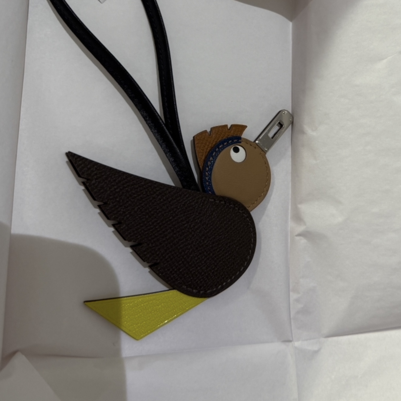 Hermes Birdy Charm Epsom Mysore Swift Milo & Palladium Chocolat Lime Deep Blue Gold Noir 착용 스타일