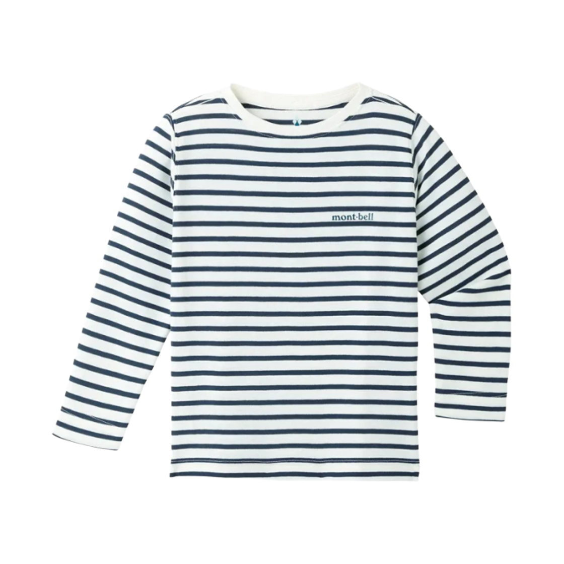 1104813 (Kids) Montbell Wickron Striped Long Sleeve T-Shirt Ivory Dark Navy