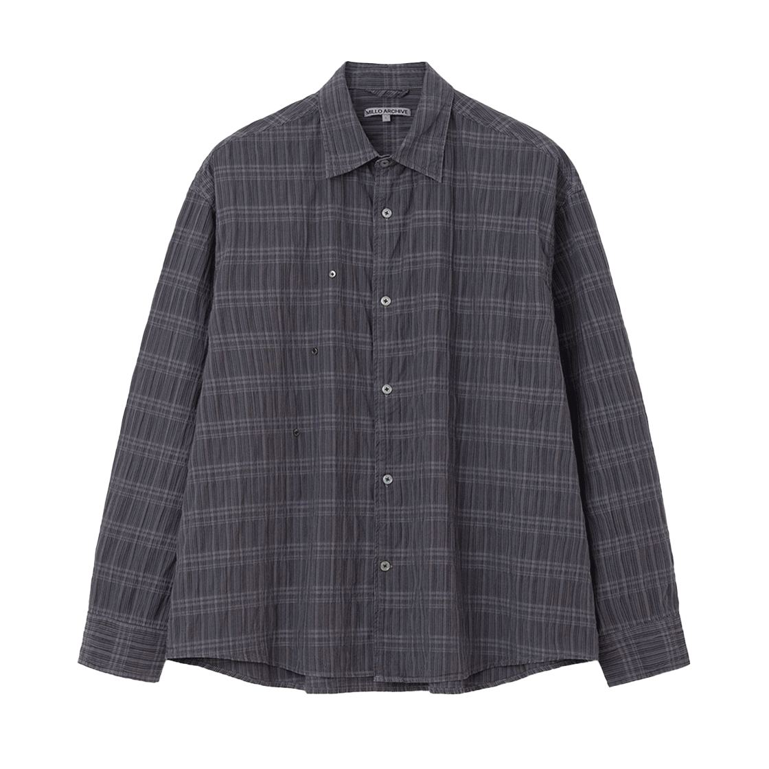 ML755VPU Millo Archive Broad Wrinkel Stripe Shirt Vintage Purple