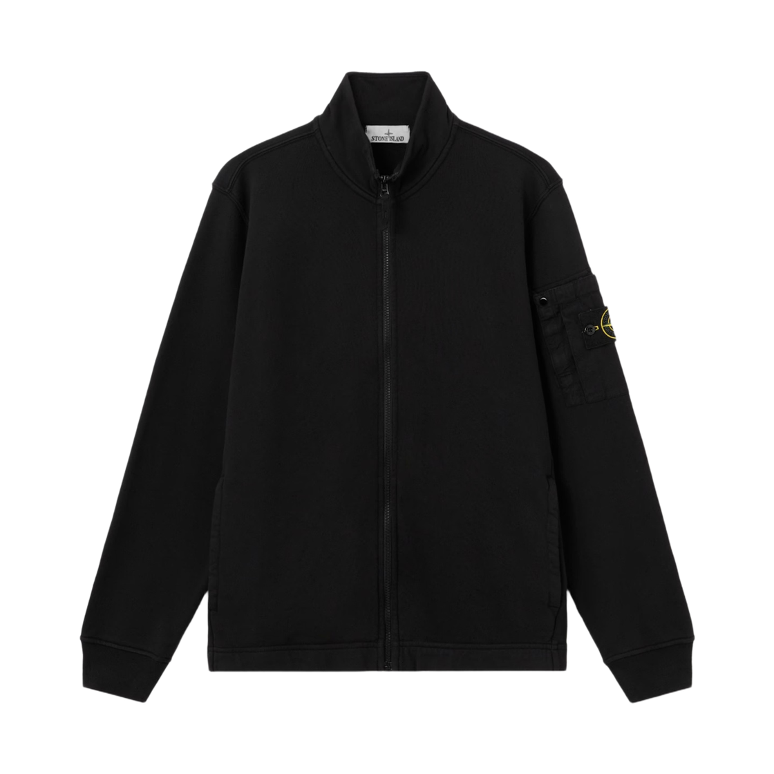 L1S1561000-18S0410-V0029 Stone Island 6100018 Cotton Fleece Regular Fit Track Jacket with Seasonal Pocket Black - 26SS