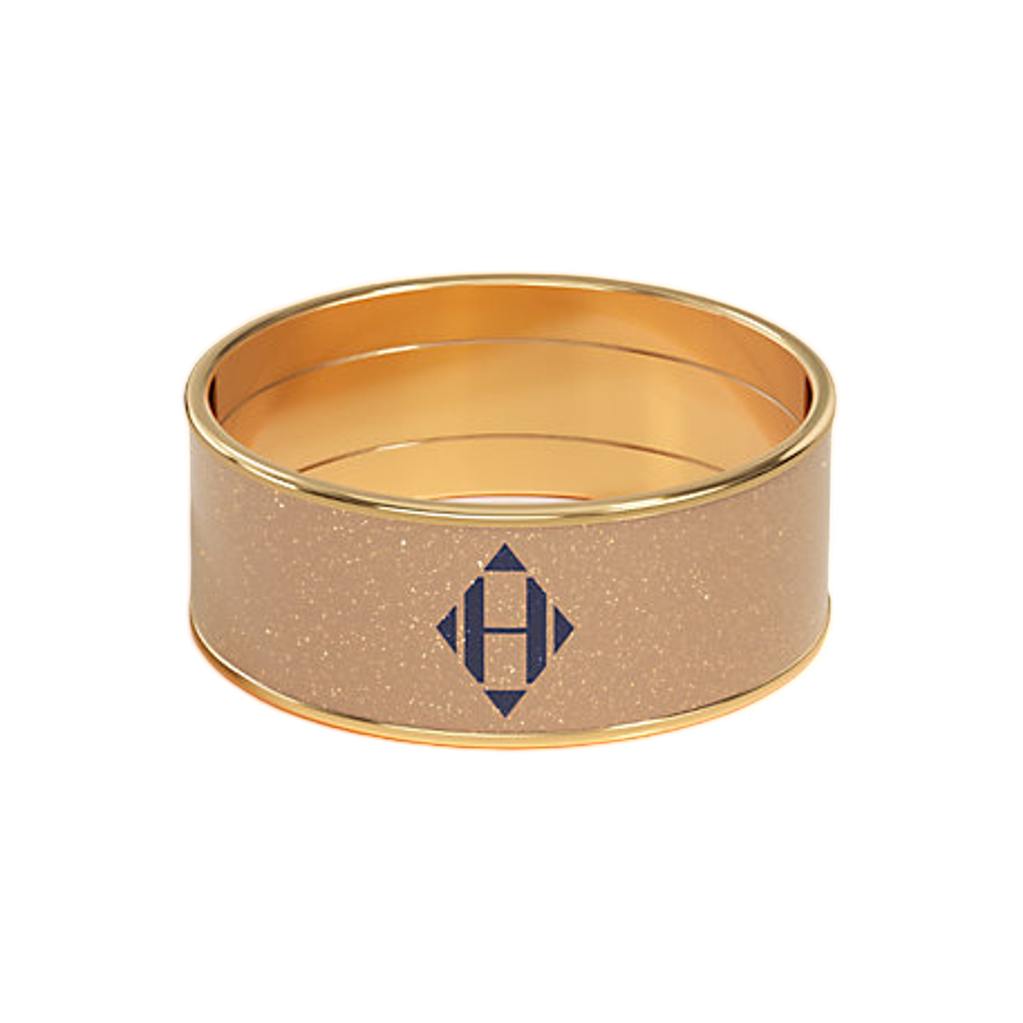 (W) 에르메스 미디움 글리터 링 & 옐로우 골드 하드웨어 마롱 글라세 도르((W) Hermes Medium Glitter Ring & Yellow Gold Marron Glace Dore) - 1