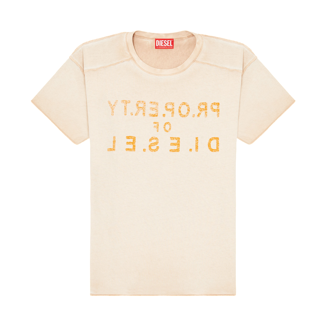A210010QMBT-7AW (W) Diesel T-Ily Regular Cotton T-Shirt with D Applique Beige