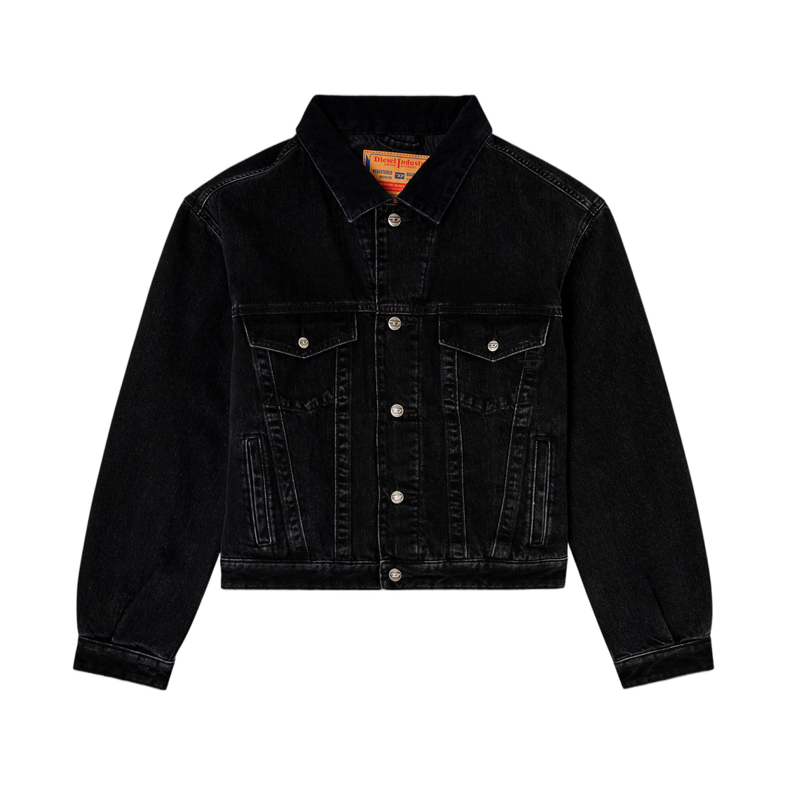 A216810BEBQ-02 (W) Diesel D-Ranger-T Padded Trucker Jacket In Denim Black