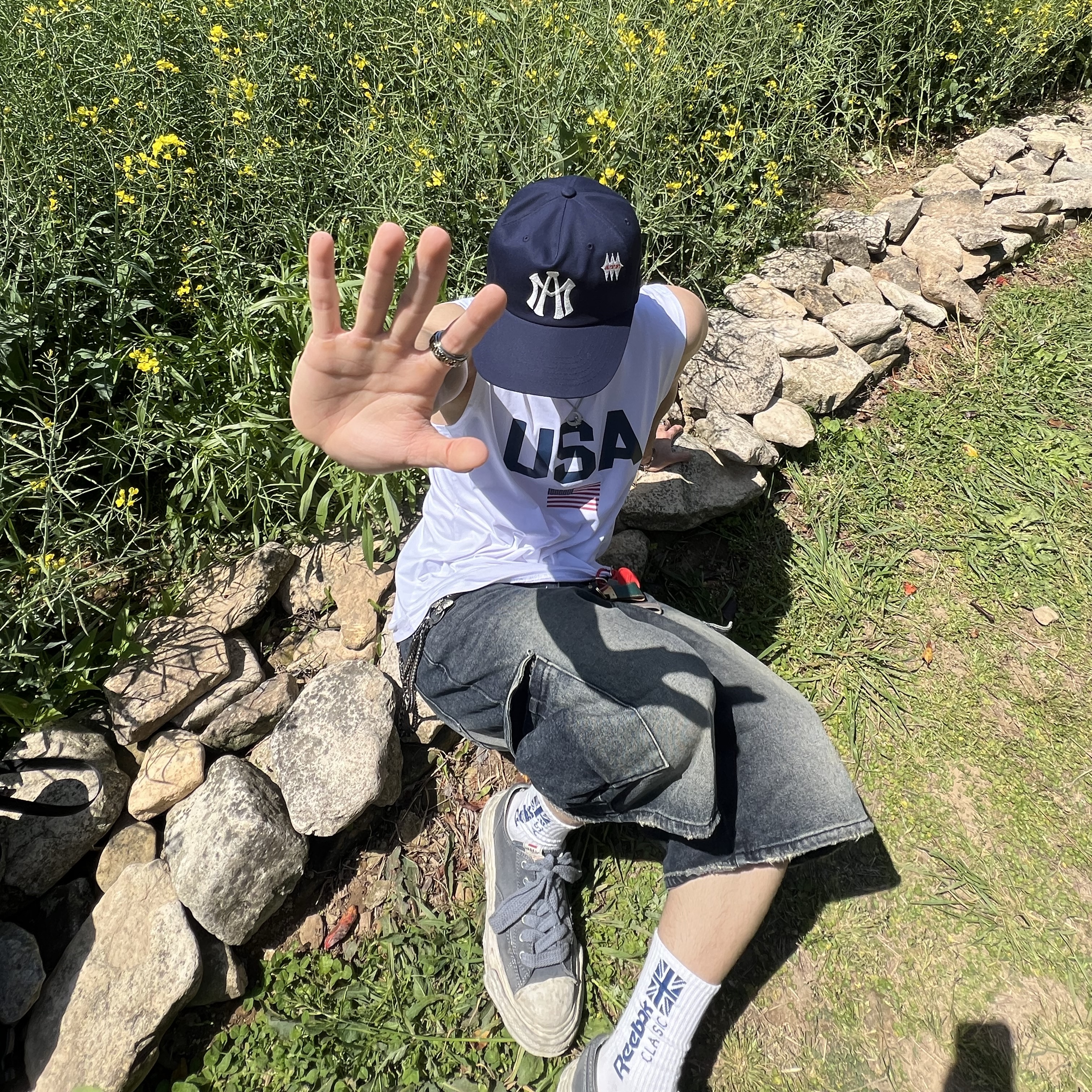 Maison Mihara Yasuhiro Peterson23 OG Sole Over Dyed Canvas Low-top Sneakers Black, Aftermath Atm Logo Ball Cap Navy 착용 스타일 - 2