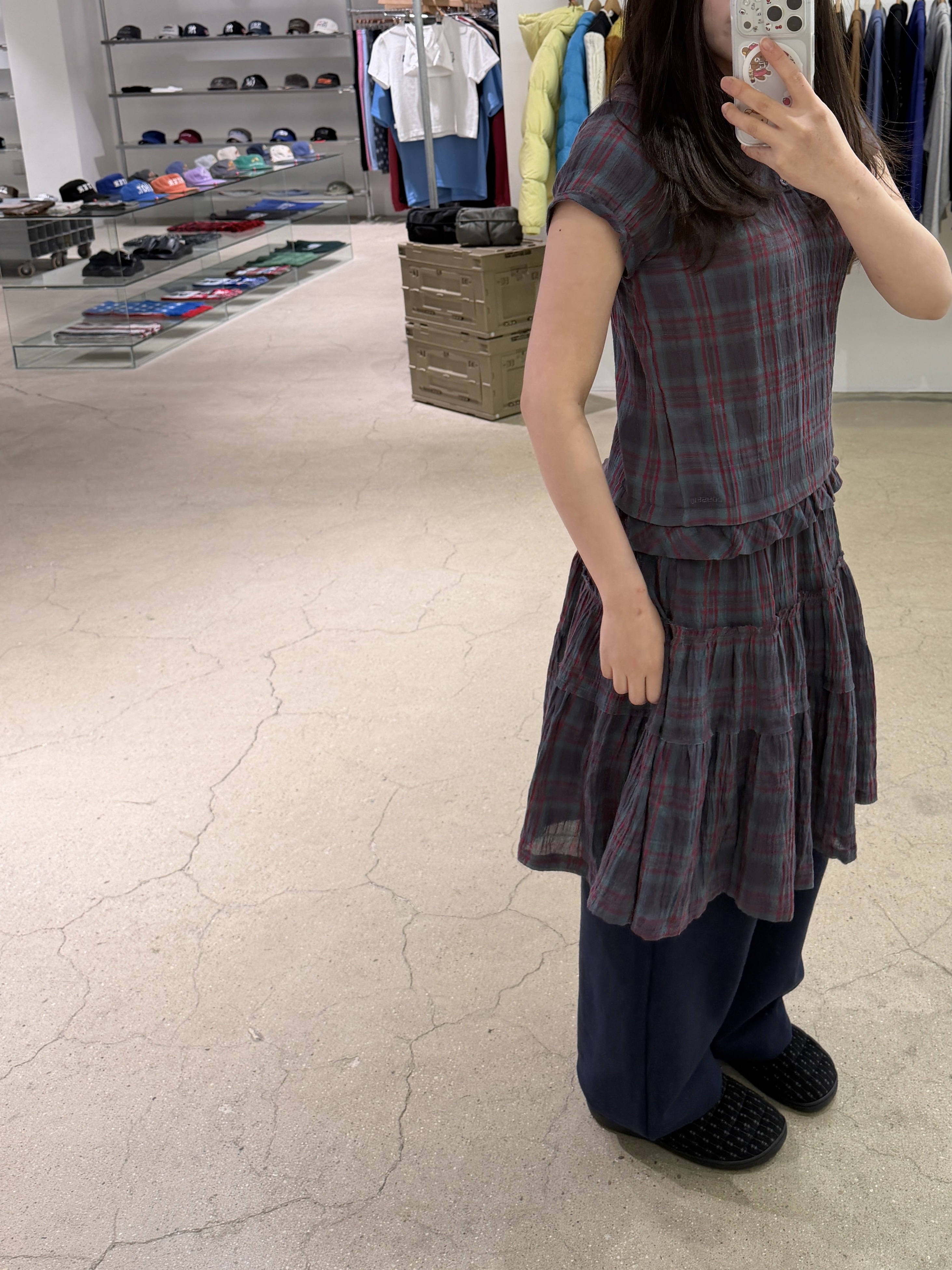 【COYSEIO】RAW EDGE CHECK ONE PIECE PURPLE RAW EDGE CHECK ONE PIECE PURPLE - coyseio