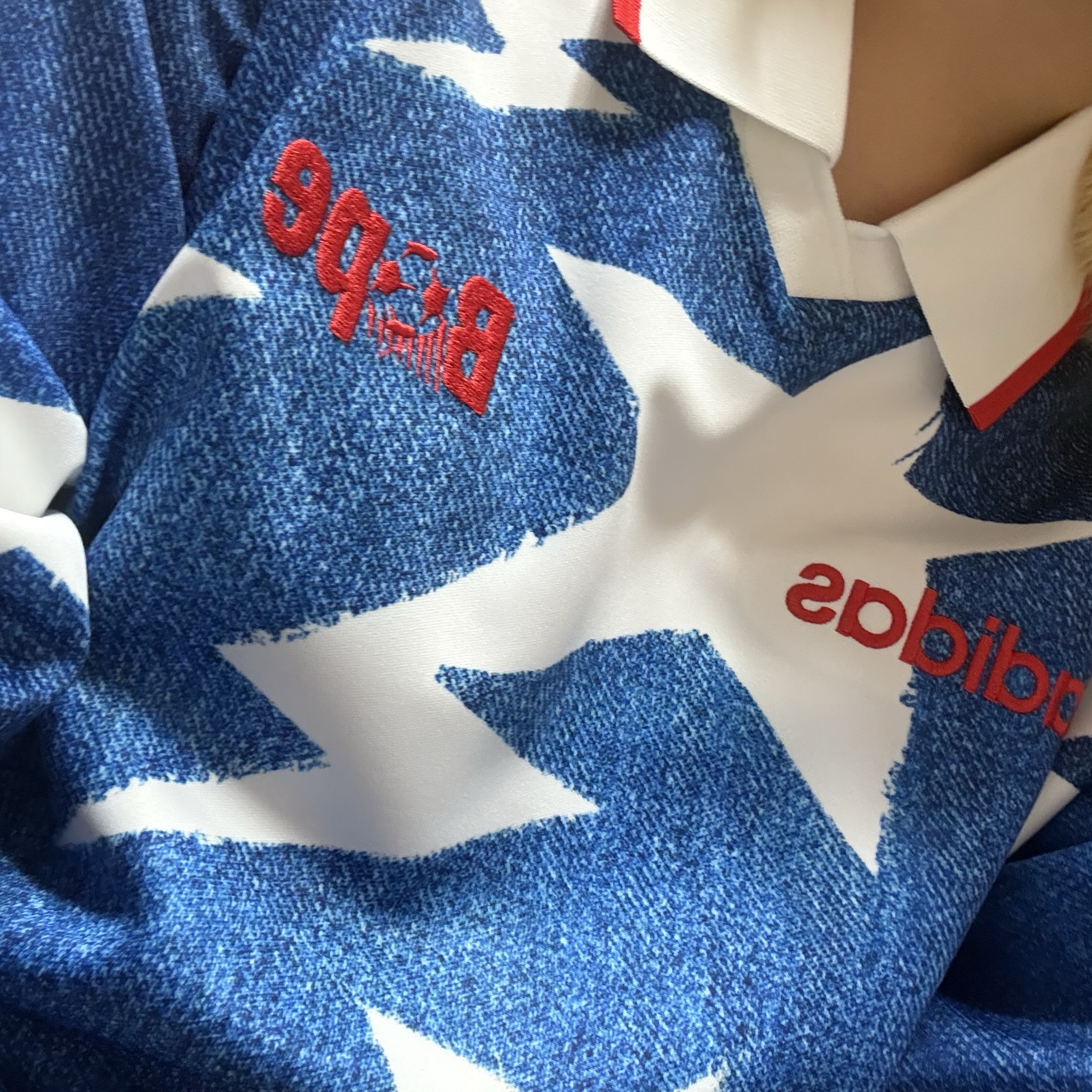 Adidas x BAPE Long Sleeve Standard Jersey Medium Blue Denim - KR Sizing 착용 스타일
