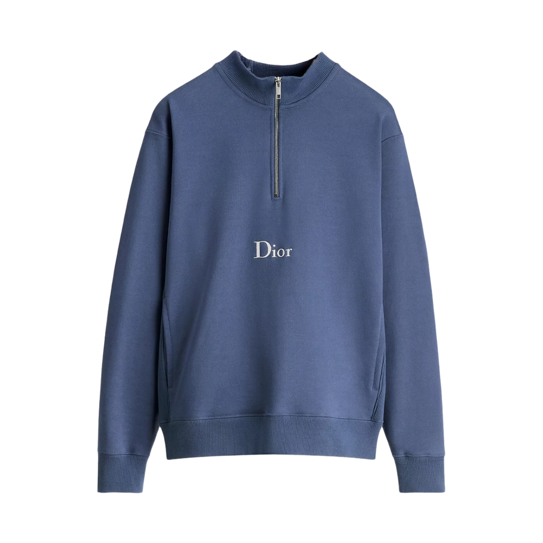 디올 지퍼 넥라인 코튼 플리스 스웨트셔츠 블루(Dior Sweatshirt with Zipped Neckline Cotton Fleece Blue)
