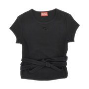 (W) Diesel T-Bunny-Tail-S1 Ribbed Top with Wrap-Around Laces Black