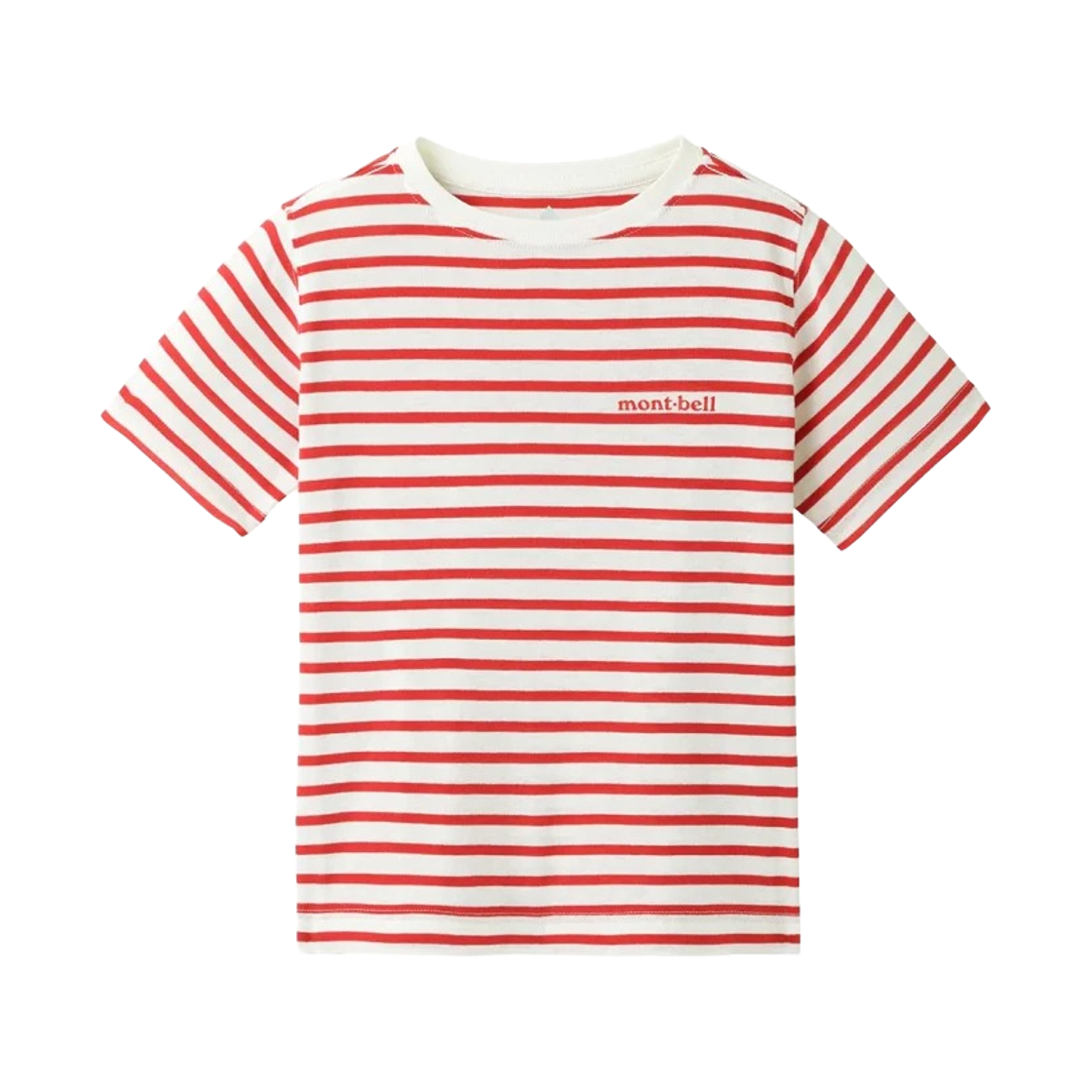 1104815 (Kids) Montbell Wickron Striped T-Shirt White Red