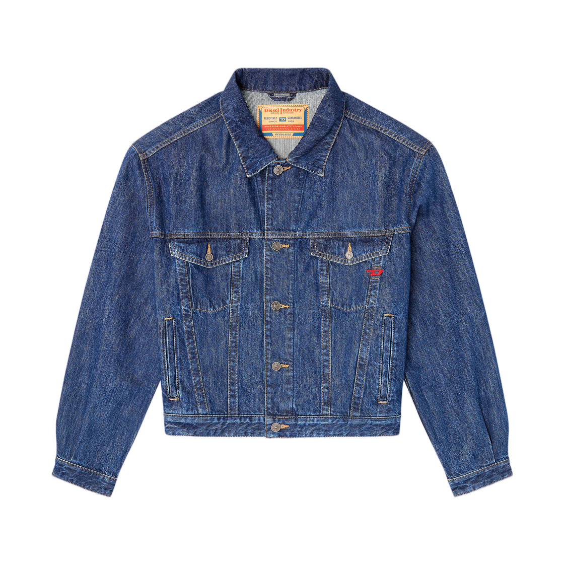 A216800IRAA-01 (W) Diesel D-Ranger Trucker Jacket In Denim Medium Blue