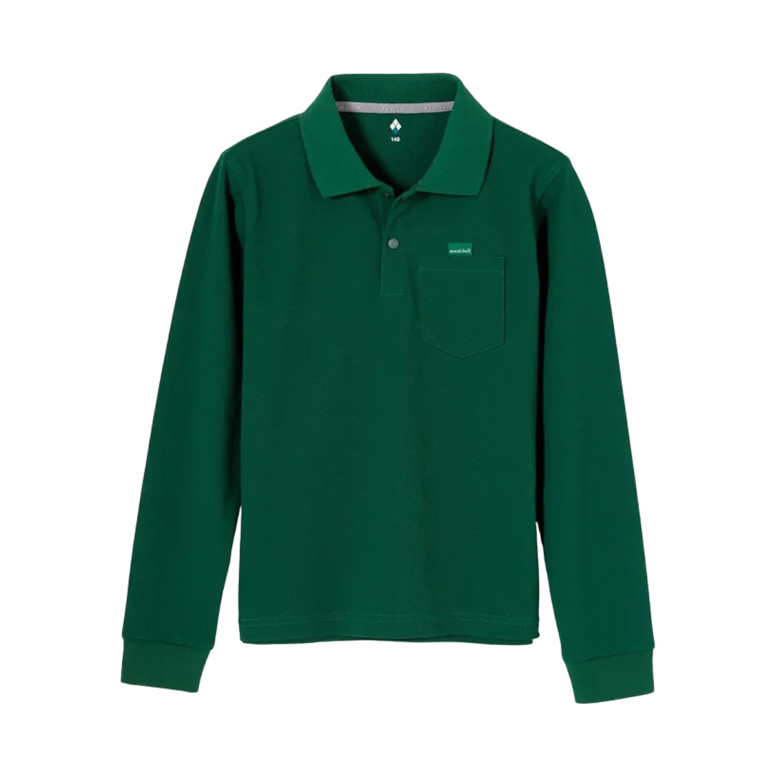 1114678 (Kids) Montbell Wickron Long Sleeve Polo Shirt Green