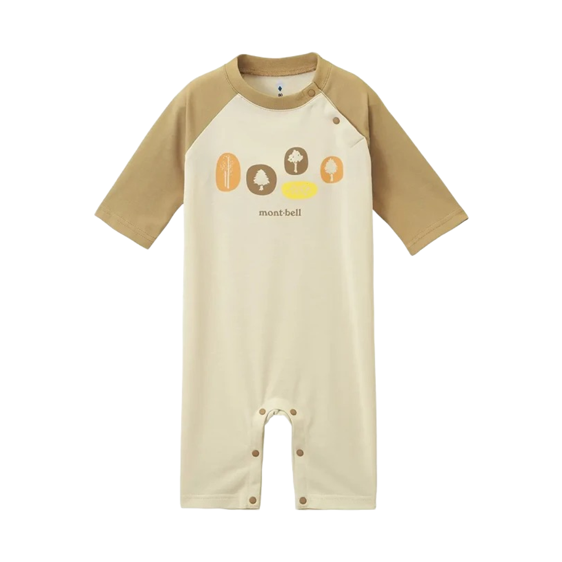 (유아) 몽벨 위크론 야마 노 키 롱슬리브 롬퍼스 탄 본 화이트((Baby) Montbell Wickron Yama No Ki Long Sleeve Rompers Tan Bone White)