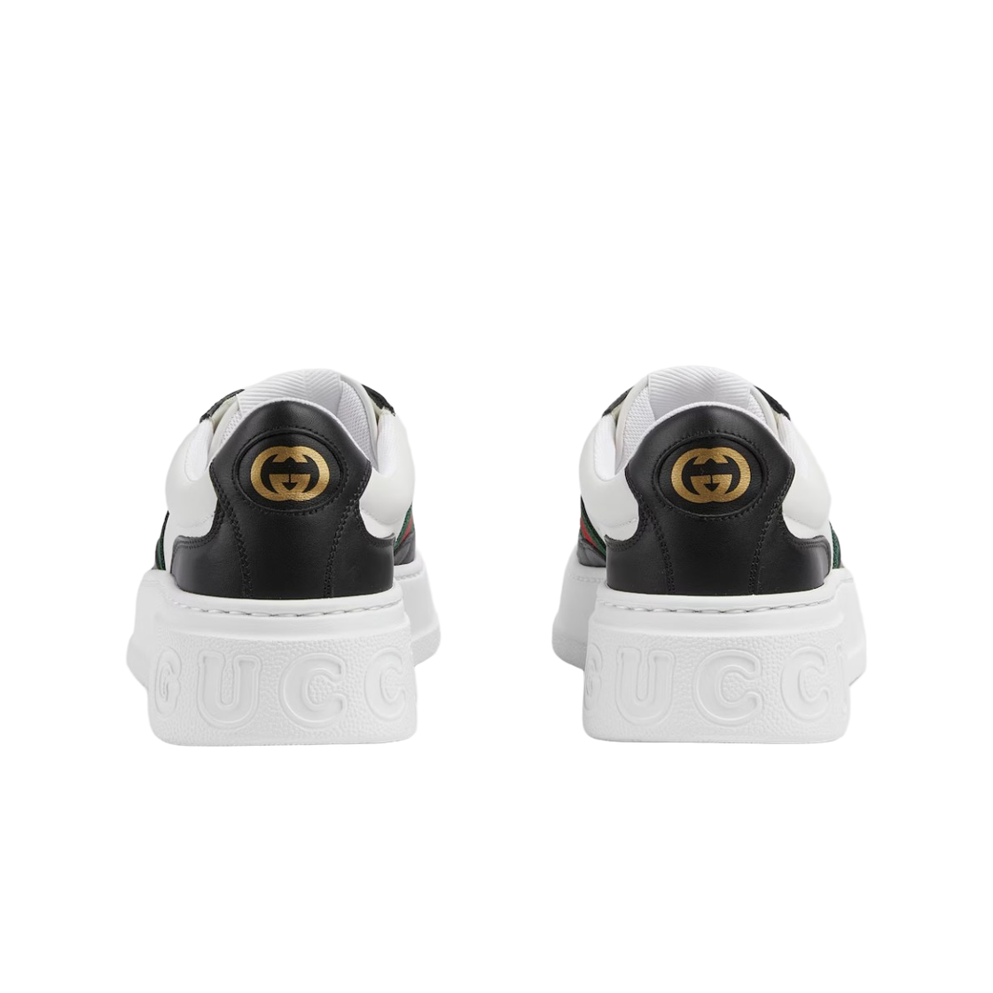 (W) 구찌 청키 스니커즈 블랙 화이트 레더((W) Gucci Chunky Sneakers Black White Leather) - 3