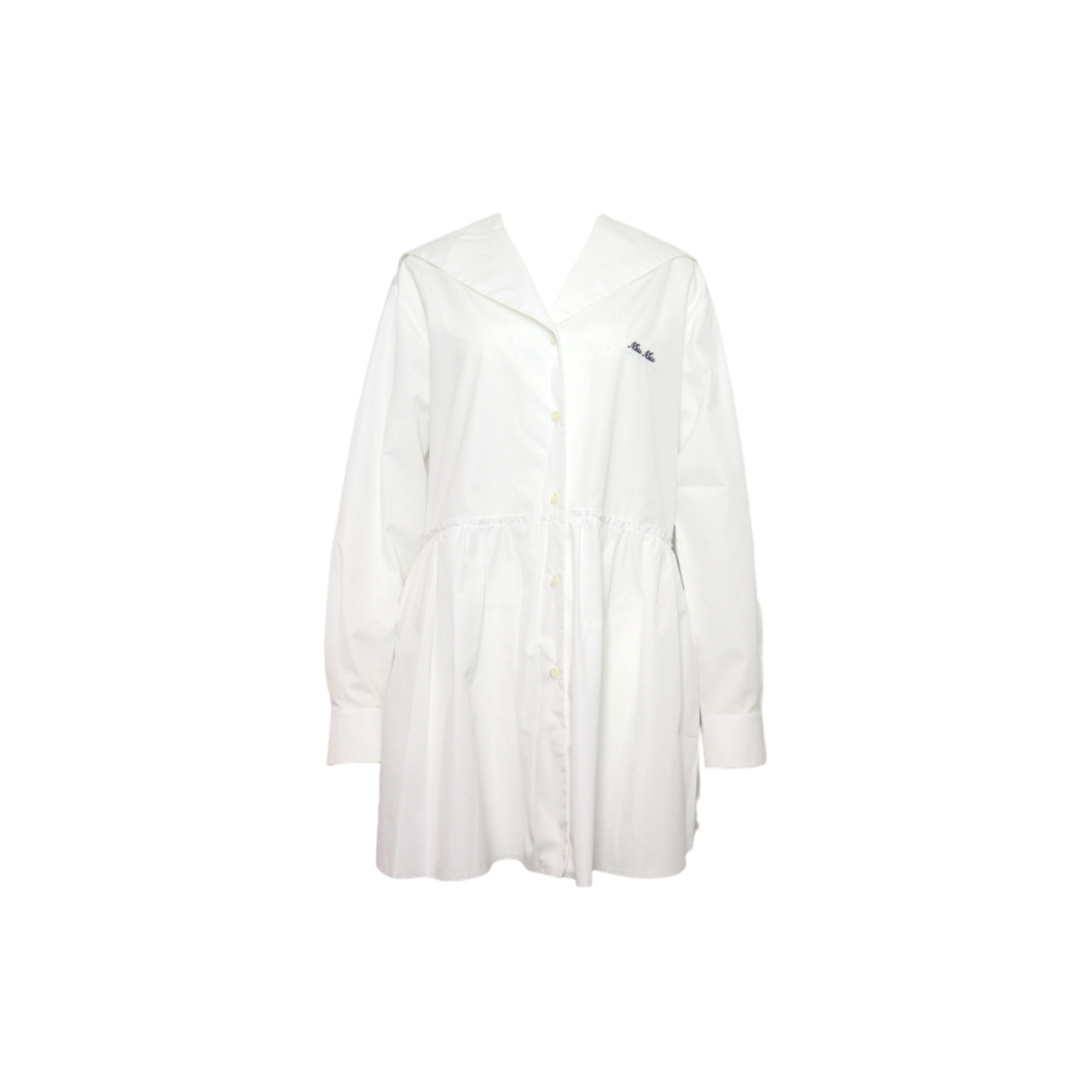 IT8SFKM2MM78 Miu Miu MF5263 Initial Logo White Poplin Dress