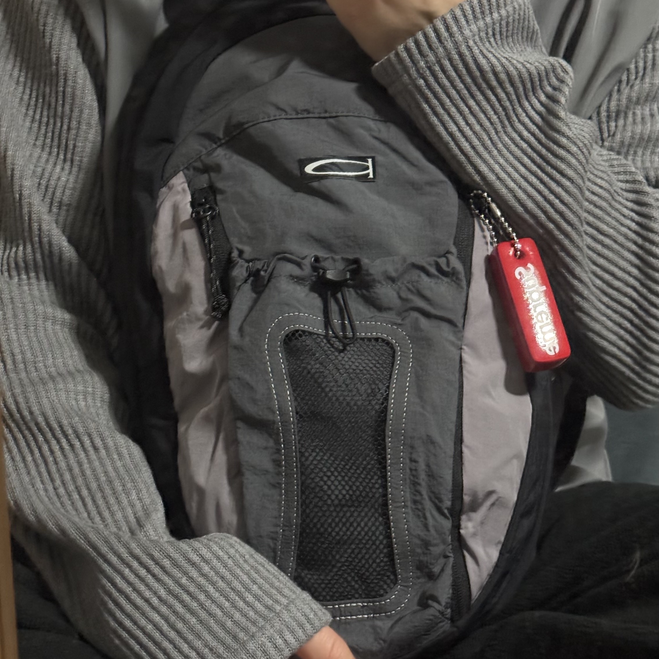 Phyps Dept Draw String Backpack Black, Supreme Floating Keychain Red - 23FW 착용 스타일