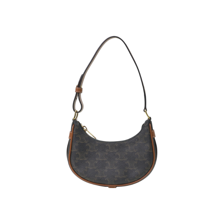 IT9BK4W4UO6Q Celine Triope Canvas Tan Calfskin Mini Ava Hobo Shoulder Bag