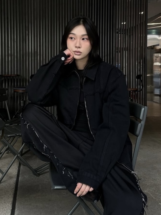 PHOS333 Incision Denim Jacket 착용 스타일 - 2