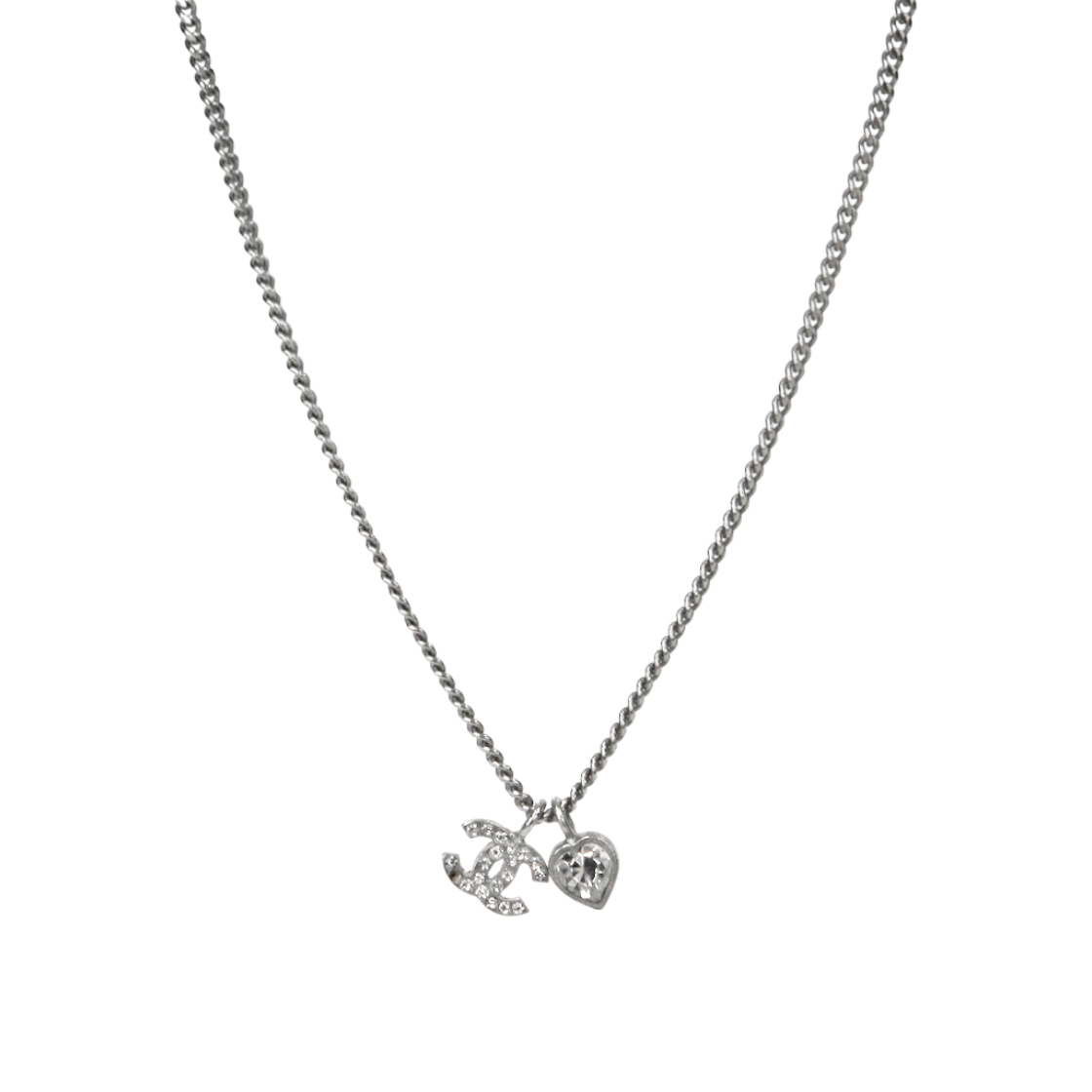 ITM2T9HHGLRD Chanel Cubic Heart CC Silver Necklace A-B48826